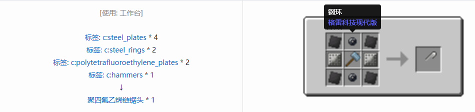 我的世界格雷科技现代版链锯头合成表大全