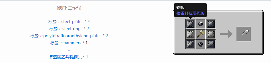 我的世界格雷科技现代版链锯头合成表大全