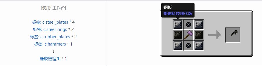 我的世界格雷科技现代版链锯头合成表大全