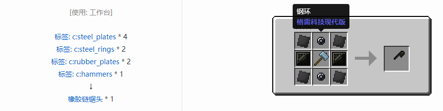 我的世界格雷科技现代版链锯头合成表大全