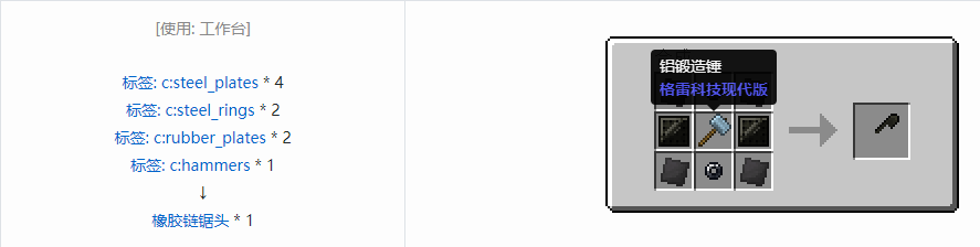 我的世界格雷科技现代版链锯头合成表大全
