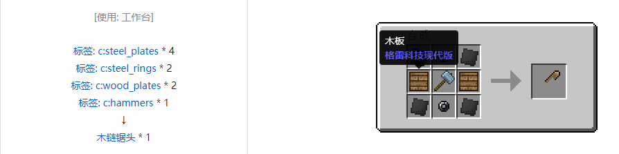 我的世界格雷科技现代版链锯头合成表大全