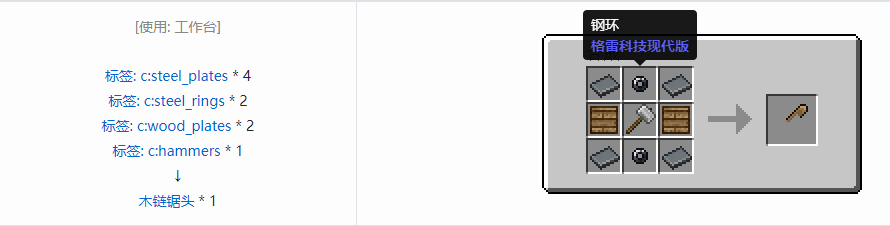 我的世界格雷科技现代版链锯头合成表大全