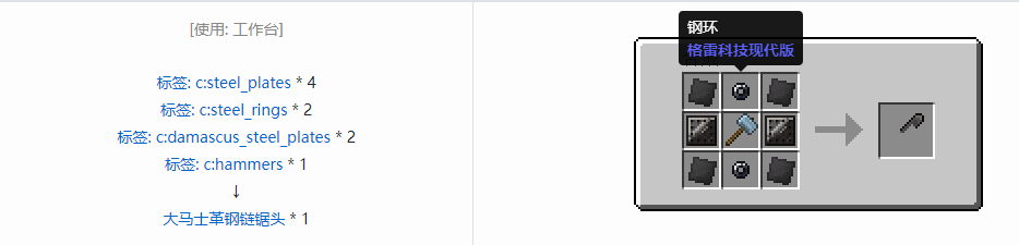 我的世界格雷科技现代版链锯头合成表大全