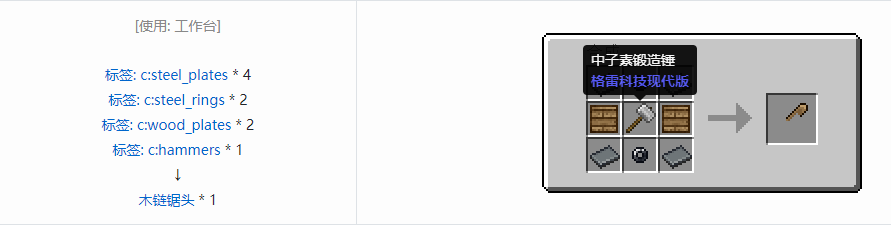 我的世界格雷科技现代版链锯头合成表大全