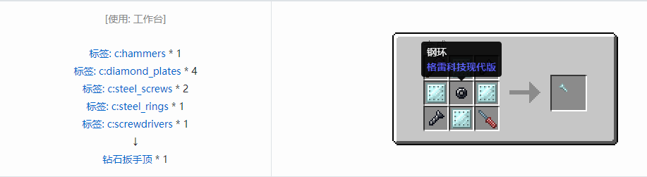 我的世界格雷科技现代版扳手顶合成表大全