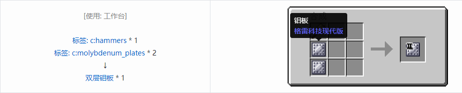 我的世界格雷科技现代版双层板合成表大全
