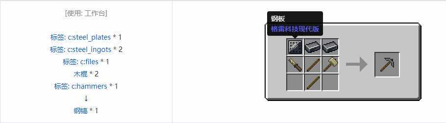 我的世界格雷科技现代版镐合成表大全