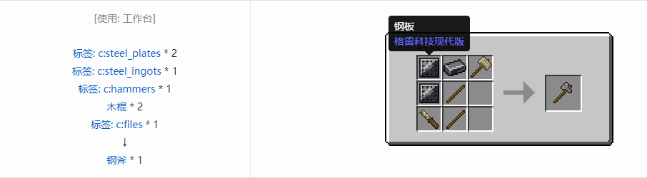 我的世界格雷科技现代版斧合成表大全