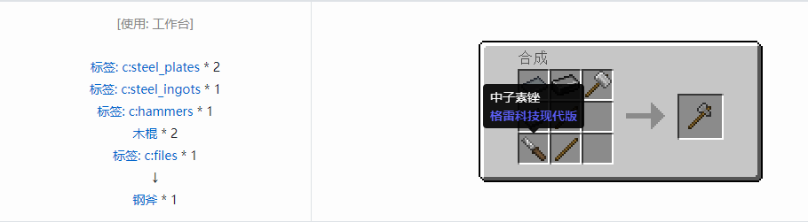 我的世界格雷科技现代版斧合成表大全