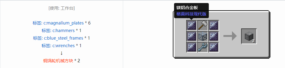 我的世界格雷科技现代版方块合成表大全