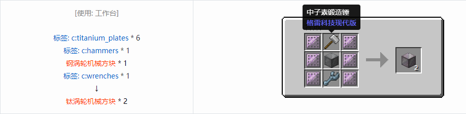 我的世界格雷科技现代版方块合成表大全