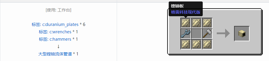 我的世界格雷科技现代版流体管道合成表大全