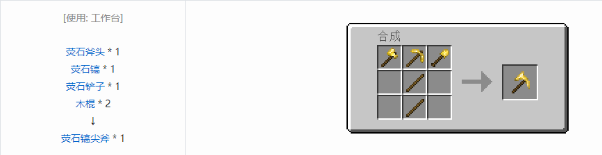 我的世界通用机械镐尖斧合成表大全