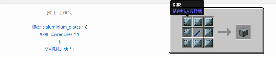我的世界格雷科技现代版方块合成表大全