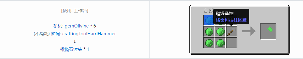 我的世界格雷科技社区版锤头合成表大全