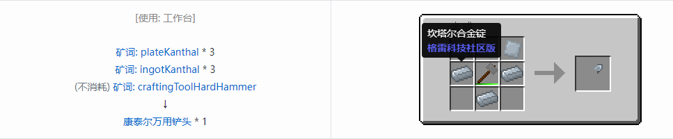 我的世界格雷科技社区版部件合成表大全