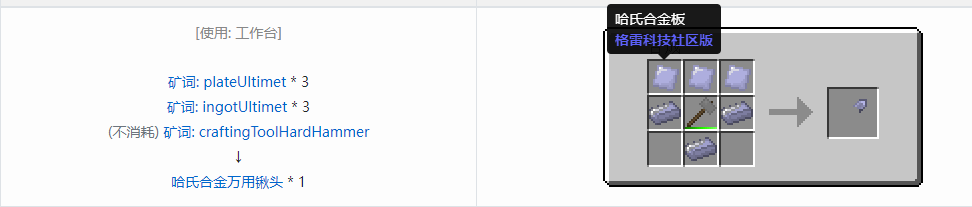 我的世界格雷科技社区版万用铲头合成表大全