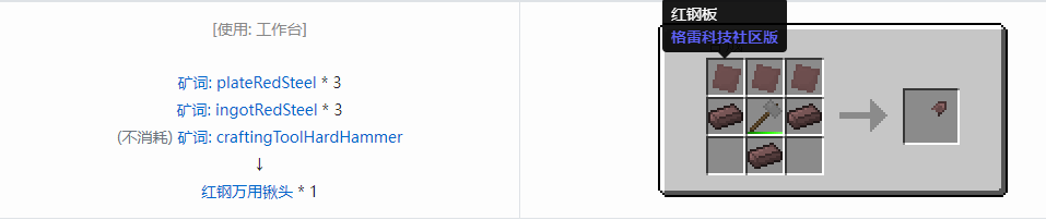 我的世界格雷科技社区版部件合成表大全