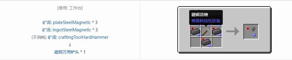 我的世界格雷科技社区版部件合成表大全