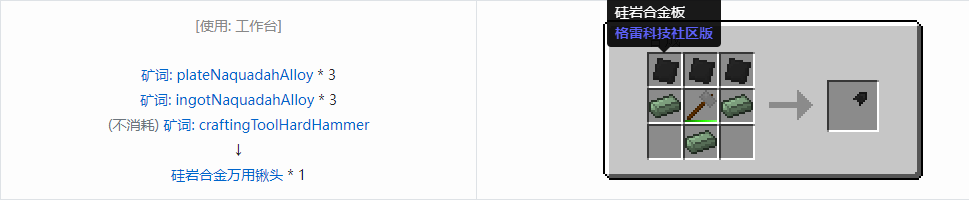 我的世界格雷科技社区版部件合成表大全