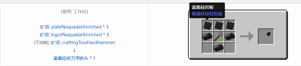 我的世界格雷科技社区版部件合成表大全