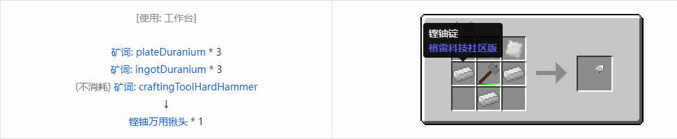 我的世界格雷科技社区版部件合成表大全