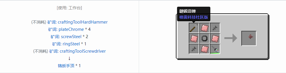 我的世界格雷科技社区版部件合成表大全