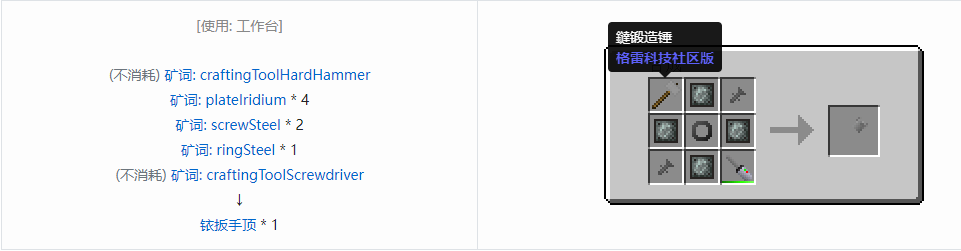 我的世界格雷科技社区版部件合成表大全