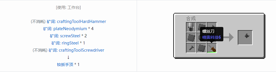 我的世界格雷科技社区版部件合成表大全