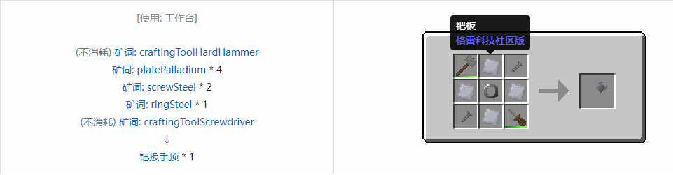 我的世界格雷科技社区版部件合成表大全