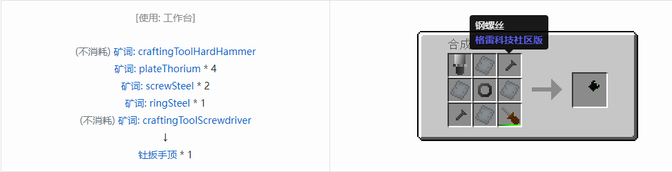 我的世界格雷科技社区版部件合成表大全