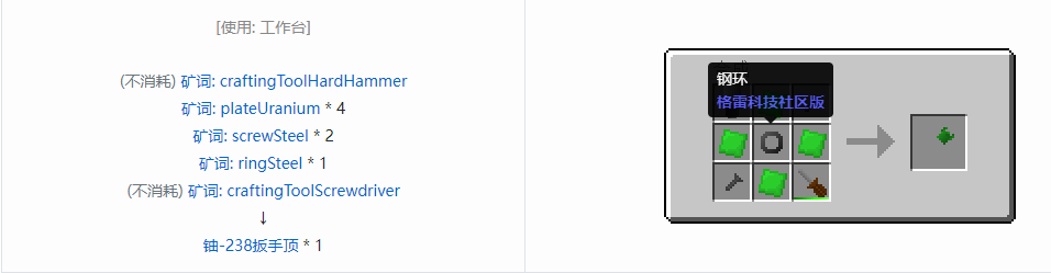 我的世界格雷科技社区版部件合成表大全