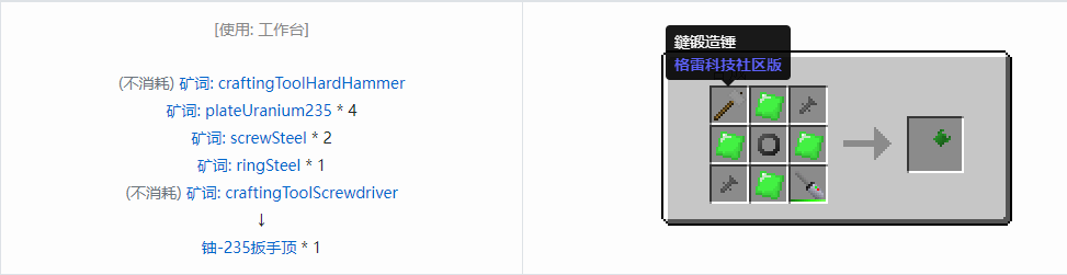 我的世界格雷科技社区版部件合成表大全