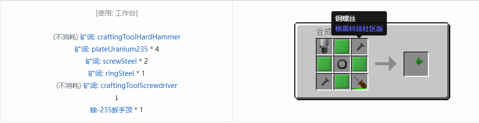 我的世界格雷科技社区版部件合成表大全