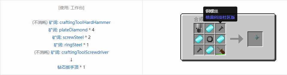 我的世界格雷科技社区版部件合成表大全