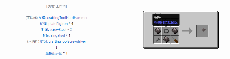 我的世界格雷科技社区版部件合成表大全