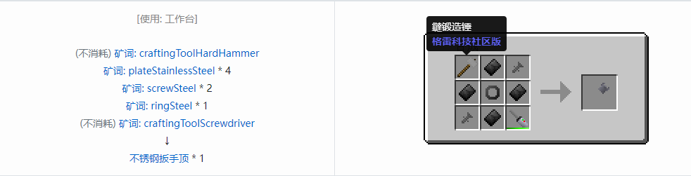 我的世界格雷科技社区版部件合成表大全