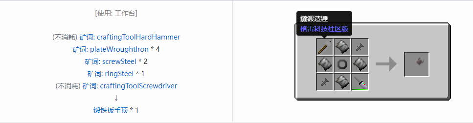 我的世界格雷科技社区版部件合成表大全