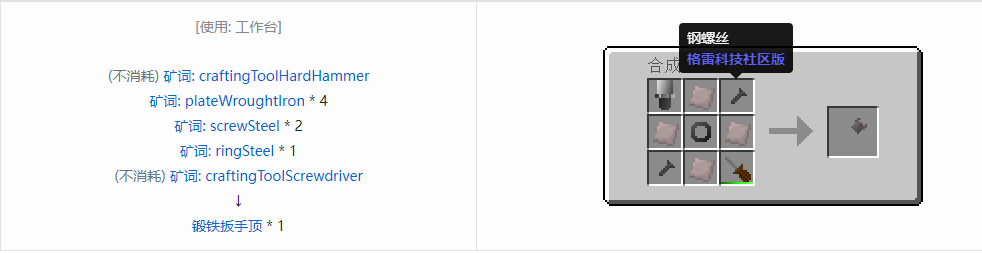 我的世界格雷科技社区版部件合成表大全