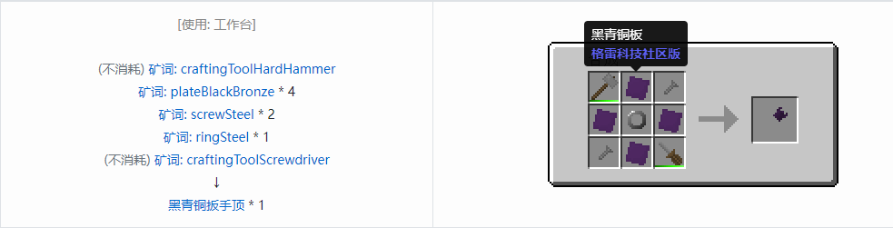 我的世界格雷科技社区版部件合成表大全