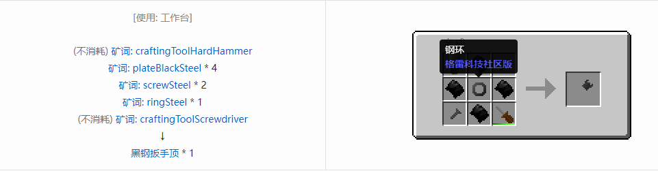 我的世界格雷科技社区版部件合成表大全