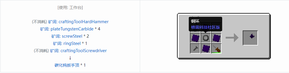 我的世界格雷科技社区版部件合成表大全