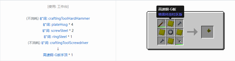 我的世界格雷科技社区版部件合成表大全