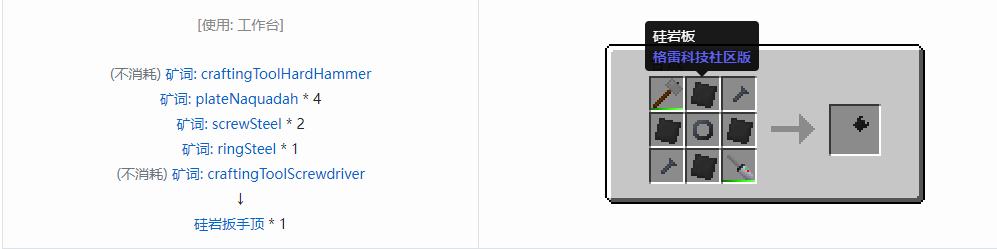 我的世界格雷科技社区版部件合成表大全