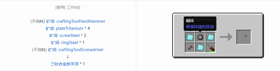 我的世界格雷科技社区版部件合成表大全