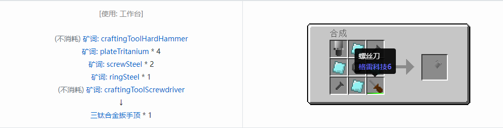 我的世界格雷科技社区版部件合成表大全