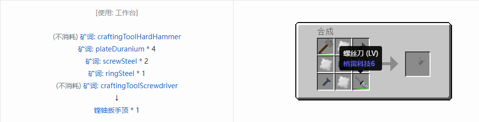 我的世界格雷科技社区版部件合成表大全