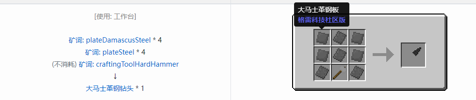 我的世界格雷科技社区版部件合成表大全