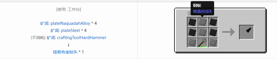 我的世界格雷科技社区版钻头合成表大全